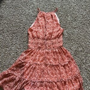 Floral Halter Dress in Red and White